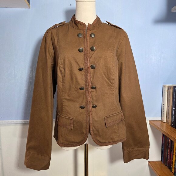 Apt. 9 Large Brown Longsleeve Hook and Eye Button Up Lightweight Jacket - Picture 1 of 10